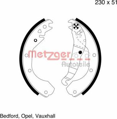 Metzger MG 418 - Комплект тормозных колодок, барабанные autosila-amz.com
