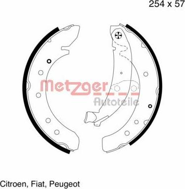 Metzger MG 620 - Комплект тормозных колодок, барабанные autosila-amz.com