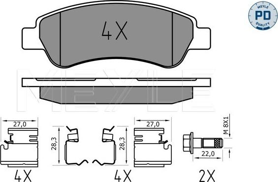 Meyle 025 244 6519/PD - Тормозные колодки, дисковые, комплект autosila-amz.com