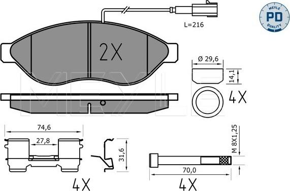 Meyle 025 244 6819-1/PD - Тормозные колодки, дисковые, комплект autosila-amz.com