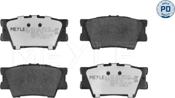 Meyle 025 243 3815/PD - Тормозные колодки, дисковые, комплект autosila-amz.com