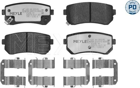 Meyle 025 243 2015/PD - Тормозные колодки, дисковые, комплект autosila-amz.com