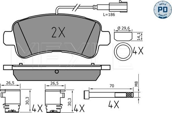 Meyle 025 259 8721/PD - Тормозные колодки, дисковые, комплект autosila-amz.com