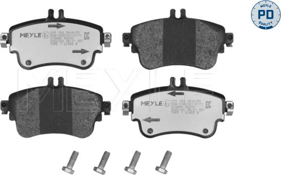 Meyle 025 253 2619/PD - Тормозные колодки, дисковые, комплект autosila-amz.com