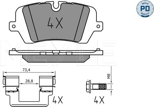 Meyle 025 257 2016/PD - Тормозные колодки, дисковые, комплект autosila-amz.com