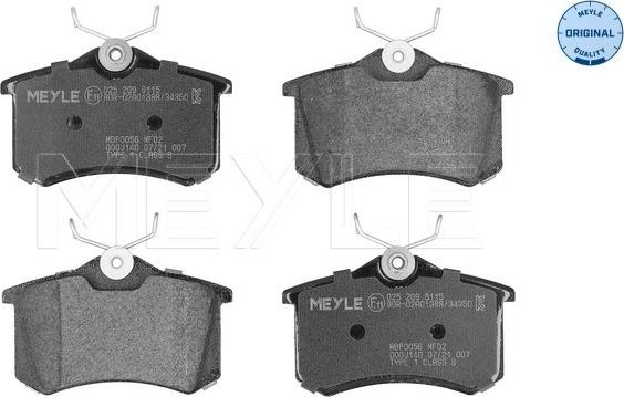 Meyle 025 209 6115 - Тормозные колодки, дисковые, комплект autosila-amz.com