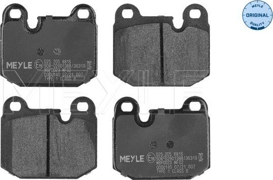 Meyle 025 205 8816 - Тормозные колодки, дисковые, комплект autosila-amz.com