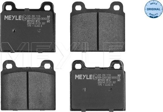 Meyle 025 200 1118 - Тормозные колодки, дисковые, комплект autosila-amz.com