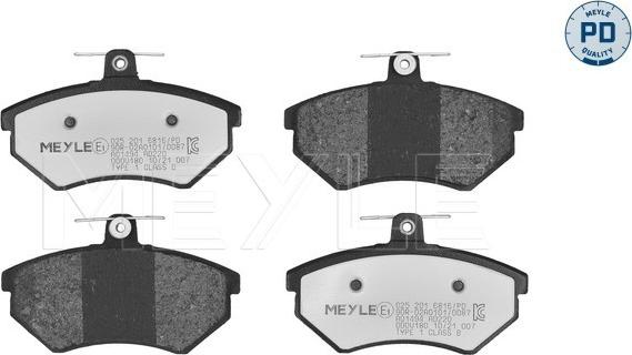 Meyle 025 201 6816/PD - Тормозные колодки, дисковые, комплект autosila-amz.com