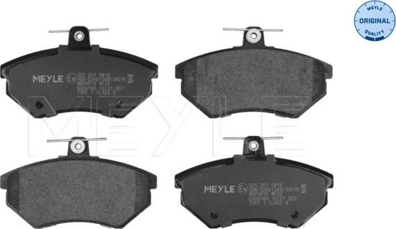 Meyle 025 201 6816 - Тормозные колодки, дисковые, комплект autosila-amz.com