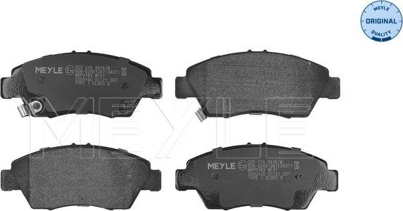 Meyle 025 216 9416/W - Тормозные колодки, дисковые, комплект autosila-amz.com