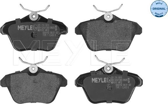 Meyle 025 216 0616 - Тормозные колодки, дисковые, комплект autosila-amz.com