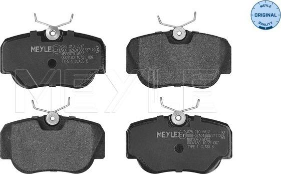 Meyle 025 210 5517 - Тормозные колодки, дисковые, комплект autosila-amz.com