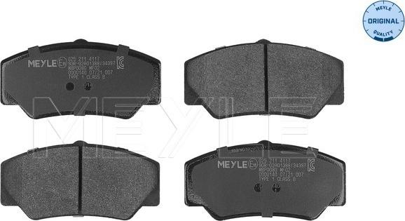 Meyle 025 211 4117 - Тормозные колодки, дисковые, комплект autosila-amz.com