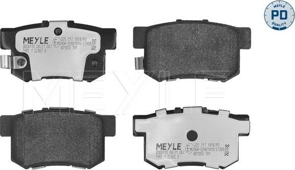 Meyle 025 217 1914/PD - Колодки тормозные дисковые /комплект 4 шт/ autosila-amz.com