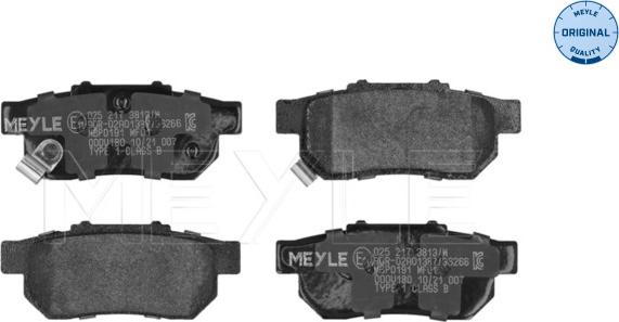 Meyle 025 217 3813/W - Комплект тормозных колодок, дисковый тормоз HONDA CRX III (03/92-12/98) , Civic V (10/91-02/01) , Ci autosila-amz.com