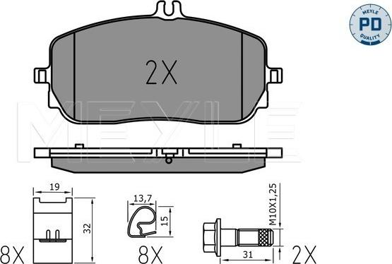 Meyle 025 229 4419/PD - Тормозные колодки, дисковые, комплект autosila-amz.com