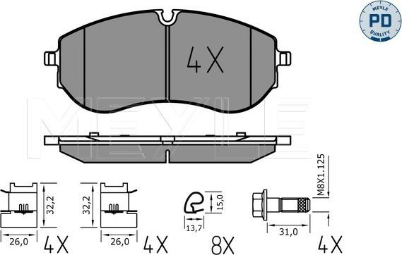 Meyle 025 224 9320/PD - Тормозные колодки, дисковые, комплект autosila-amz.com