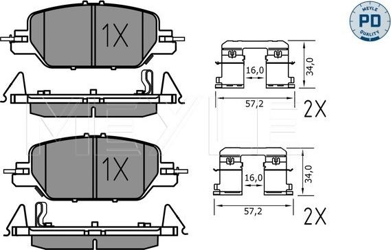 Meyle 025 228 5216/PD - Тормозные колодки, дисковые, комплект autosila-amz.com