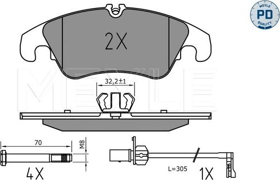 Meyle 025 222 5219/PD - Тормозные колодки, дисковые, комплект autosila-amz.com