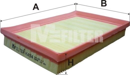 Mfilter K 494 - Воздушный фильтр, двигатель autosila-amz.com