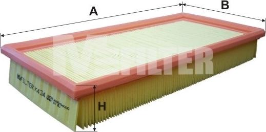 Mfilter K 434 - Воздушный фильтр, двигатель autosila-amz.com