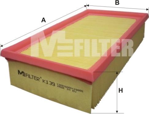 Mfilter K 139 - Воздушный фильтр, двигатель autosila-amz.com