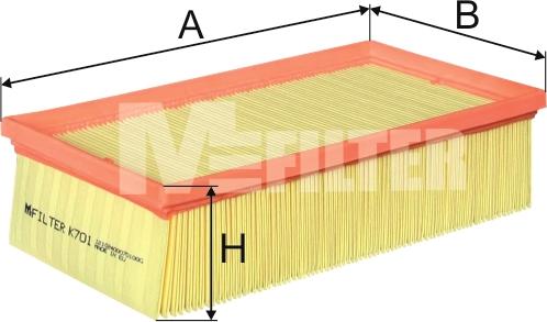 Mfilter K 701 - Воздушный фильтр, двигатель autosila-amz.com