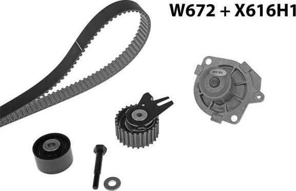 MGA 672K4 - Водяной насос + комплект зубчатого ремня ГРМ autosila-amz.com