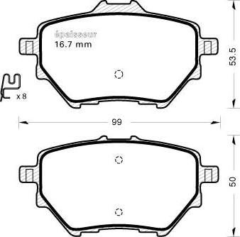 MGA 1164 - Тормозные колодки, дисковые, комплект autosila-amz.com