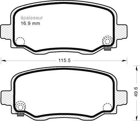 Chrysler 00K68273101AA - Тормозные колодки, дисковые, комплект autosila-amz.com