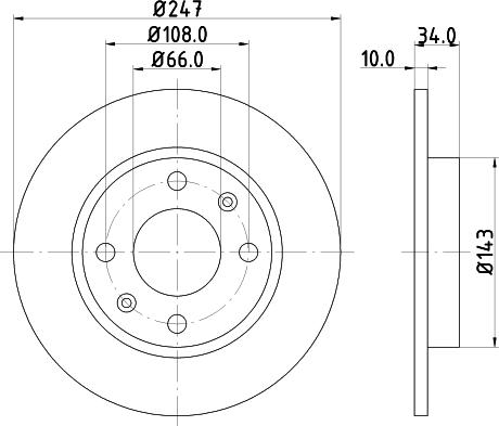 Mintex MDC293C - Диск тормозной 106 I (1A, 1C), 106 II (1), 106 Van (1_), 205 Box, 205 I (741A/C), 205 I Convertible autosila-amz.com