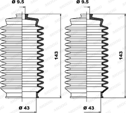 Moog K150095 - Комплект пыльника, рулевое управление autosila-amz.com