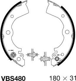 Motaquip VBS480 - Комплект тормозных колодок, барабанные autosila-amz.com