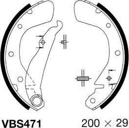 Motaquip VBS471 - Комплект тормозных колодок, барабанные autosila-amz.com