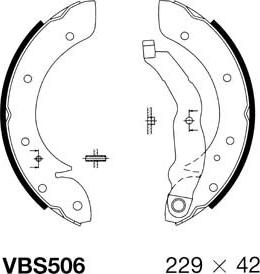 Motaquip VBS506 - Комплект тормозных колодок, барабанные autosila-amz.com