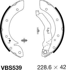 Motaquip VBS539 - Комплект тормозных колодок, барабанные autosila-amz.com