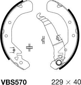 Motaquip VBS570 - Комплект тормозных колодок, барабанные autosila-amz.com