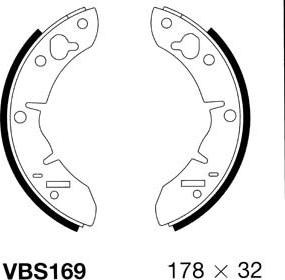 Motaquip VBS169 - Комплект тормозных колодок, барабанные autosila-amz.com