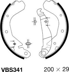 Motaquip VBS341 - Комплект тормозных колодок, барабанные autosila-amz.com