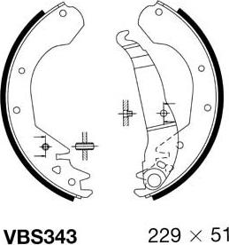 Motaquip VBS343 - Комплект тормозных колодок, барабанные autosila-amz.com