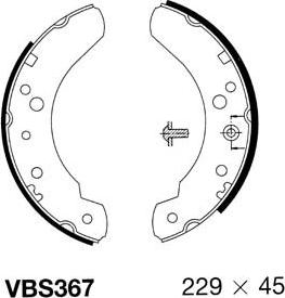 Motaquip VBS367 - Комплект тормозных колодок, барабанные autosila-amz.com