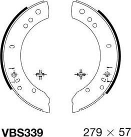 Motaquip VBS339 - Комплект тормозных колодок, барабанные autosila-amz.com