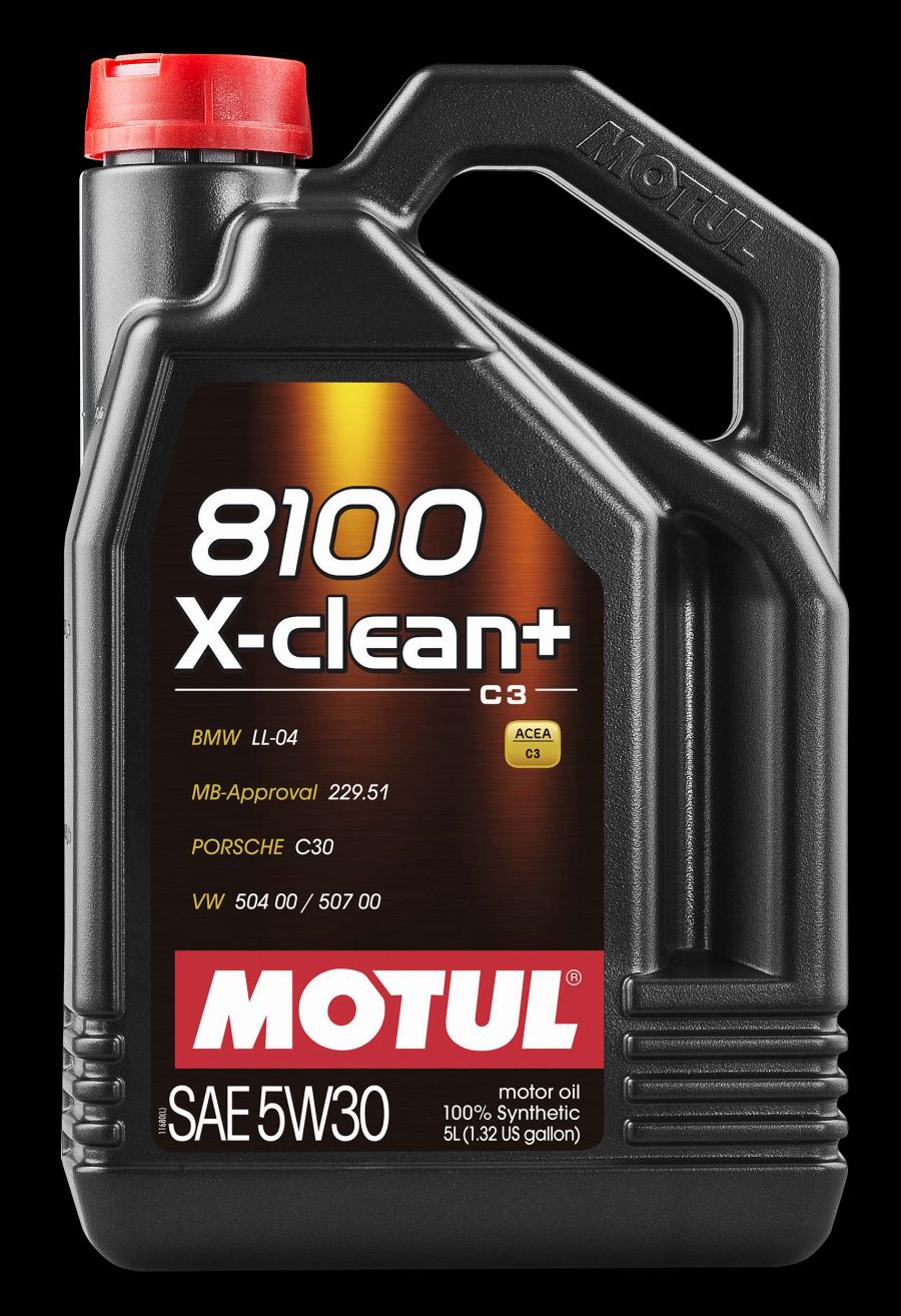 Motul 106377 - MOTUL 5W30 8100 X-clean + (5L) масло мотор.! синт.\ACEA C3, VW 507.00/504.00, Porsche C30, MB 229.51 autosila-amz.com