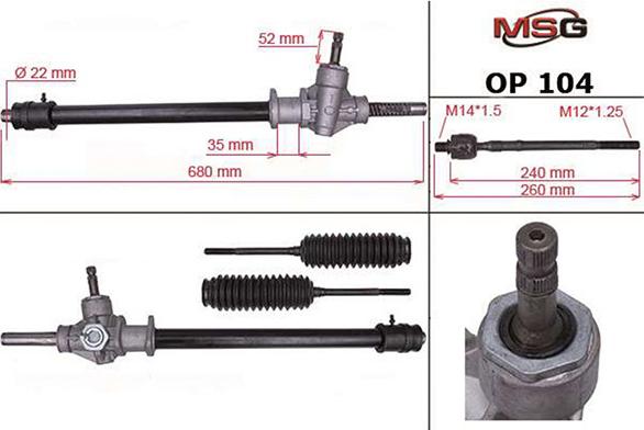 MSG OP 104 - Рулевой механизм, рейка autosila-amz.com