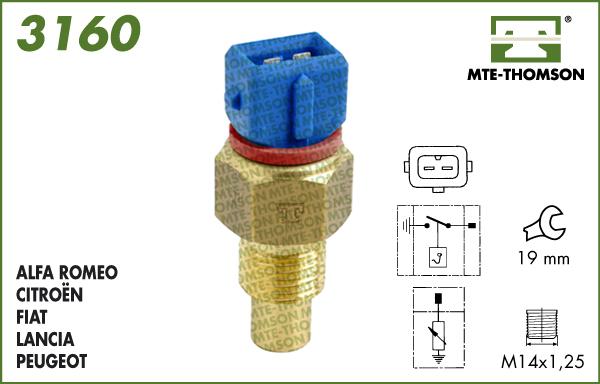 MTE-Thomson 3160 - Датчик, температура охлаждающей жидкости autosila-amz.com