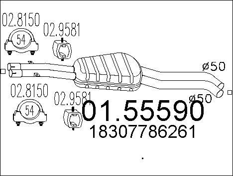 MTS 01.55590 - Средний глушитель выхлопных газов autosila-amz.com