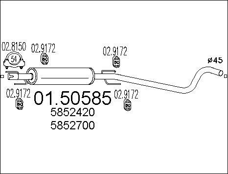MTS 01.50585 - Средний глушитель выхлопных газов autosila-amz.com
