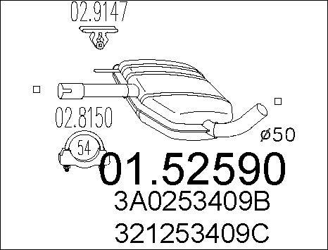 MTS 01.52590 - Средний глушитель выхлопных газов autosila-amz.com
