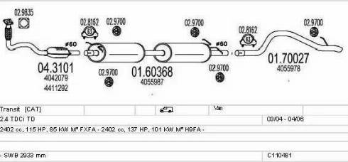 MTS C110481009587 - Система выпуска ОГ autosila-amz.com